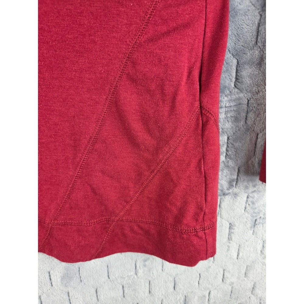 Denim & Company Womens 1X Red V-Neck Long Sleeve Top Seam Detail Cotton Blend - Picture 7 of 9